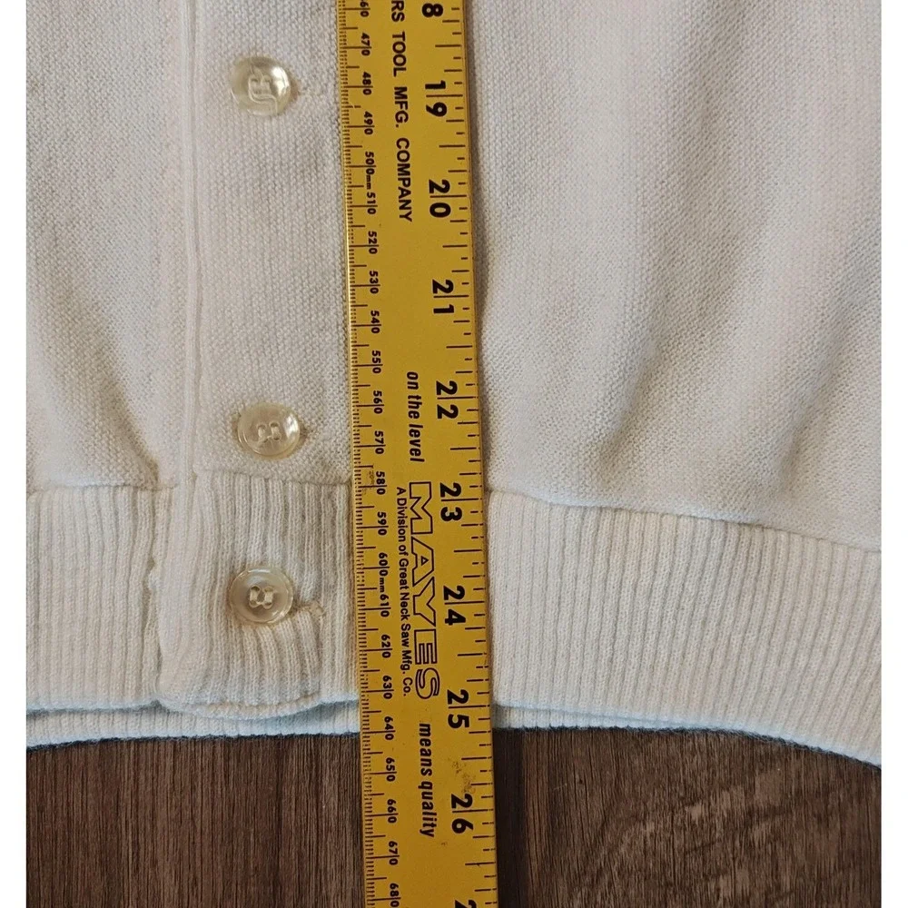 Jantzen Cardigan Sweater Mens Large White V Neck Button Front‎ Made in USA Golf
